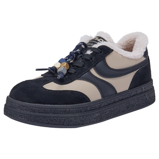 热风加绒德训鞋女款2025年冬季新款复古百搭运动休闲鞋厚底女鞋子