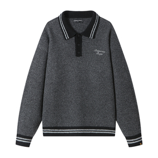 Dangerouspeople薛之谦dsp复古美式撞色polo针织衫落肩宽松潮毛衣