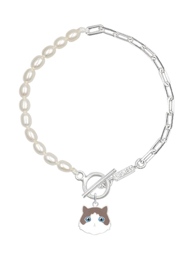 thisness纯银布偶猫手链天然珍珠
