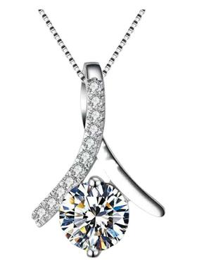 时尚1克拉人字型吊坠项链