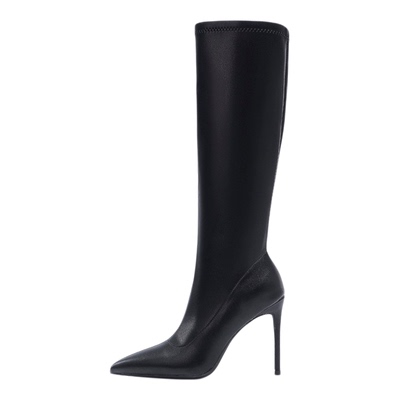 2025新款真皮尖头高跟长靴