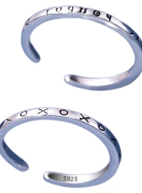 希腊文戒指女爱情字母情侣戒开口可调节ins个性时尚潮流闺蜜指环