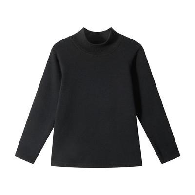 euv纯色保暖长袖加绒加厚儿童T恤