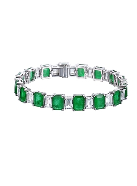 进口仿真925纯银合成祖母绿手链