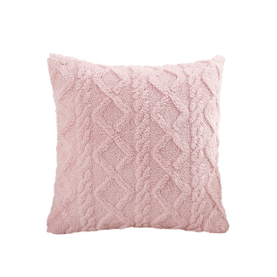 粉色毛绒装饰抱枕套不含芯客厅沙发靠枕办公室靠背腰枕床头靠垫套