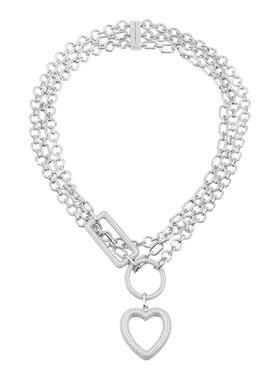 APM Monaco 心形圆圈和长方形三链条项链个性小众女款 AC5154OX