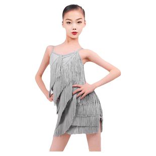 语歌菲拉丁舞练功服日常夏季新款吊带流苏连衣裙女童舞蹈训练服女