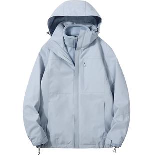 户外山系潮牌冲锋衣男女款三合一两件套可拆卸外套冬季滑雪登山服