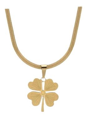 钛钢四叶花项链女不褪色