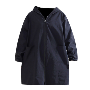 新款塔丝隆拉链罩衣围裙防污防油耐脏耐磨长袖劳保工作服连帽围裙