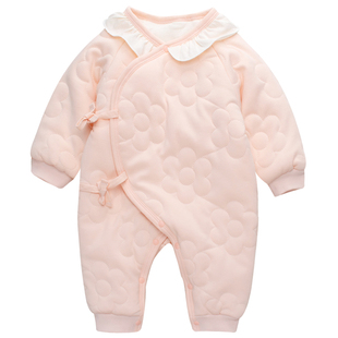 女宝宝满月服婴儿女孩冬装公主服拍照小月龄外出抱抱服夹棉连体衣