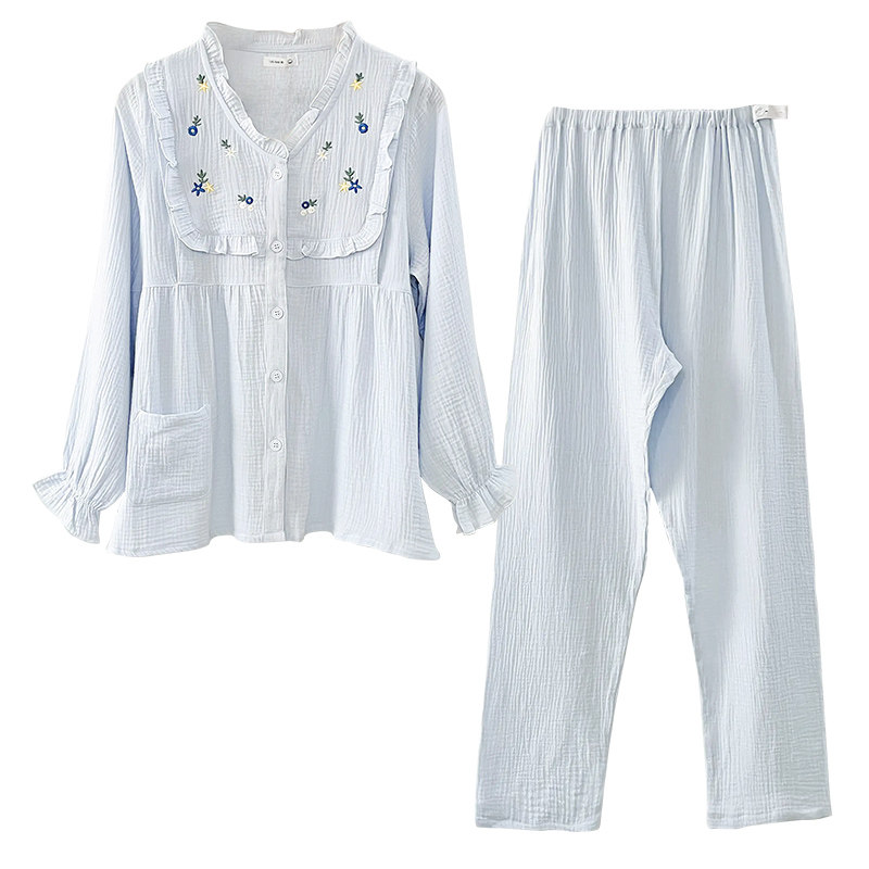 家时光月子服夏季薄款产后纯棉纱布吸汗孕妇哺乳衣产妇睡衣家居服