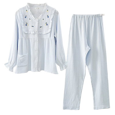 月子服纯棉纱布春夏哺乳衣