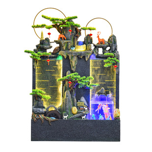 水幕墙流水屏风客厅落地鱼缸假山喷泉造景办公室玄关装饰摆件开业