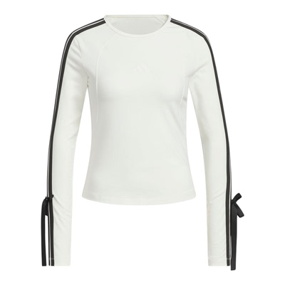 Adidas/阿迪达斯正品2025女士运动针织修身蝴蝶结长袖T恤KG3861