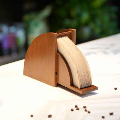 手冲咖啡滤纸收纳盒实木V60滤纸盒咖啡纸防尘盒V型过滤纸架胡桃色
