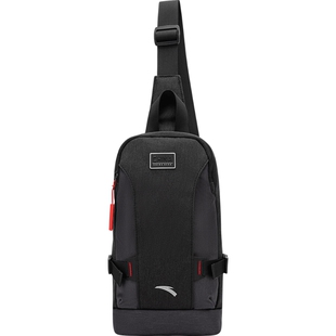 安踏斜挎包男士胸包黑色简约高级商务通勤包运动休闲单肩包斜跨包