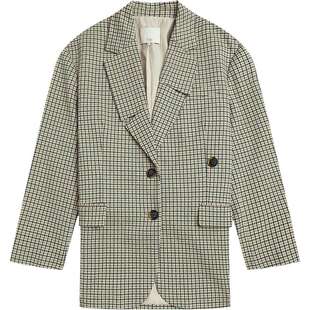 IT Tibi女装翻领夹克新品时尚复古两粒扣廓形格纹西服外套8220XI