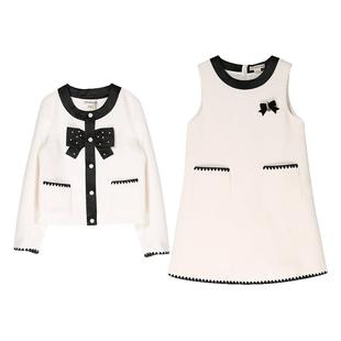 IVY HOUSE常春藤儿童装女童冬季新款 小香风羊毛外套背心裙子套装