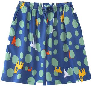 睡裤女夏短裤居家五分棉绸薄款可爱日系宽松可外穿短裤人造棉单裤