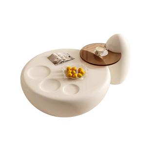 帕沙曼圆形茶几奶油风北欧简约小户型客厅家用猫爪茶几网红大小圆