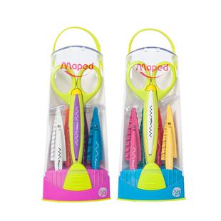 法国马培德花边剪刀套装 儿童手工DIY波浪花边剪刀带锯齿手帐专用宝宝安全不伤手10款花边造型2-6岁塑料剪子