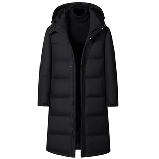 恒源祥集团彩羊中老年长款鹅绒外套爸爸过膝大码加厚鹅绒羽绒服男