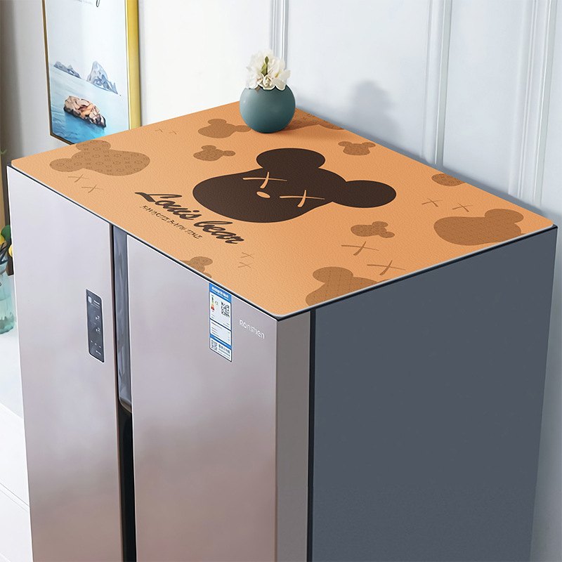 简约冰箱盖布滚筒式洗衣机垫床头柜台面防尘罩微波炉仿皮革吸水垫