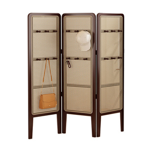 藤编屏风隔断客厅2025新款折叠移动背景墙宋代美学玄关遮挡折屏竹