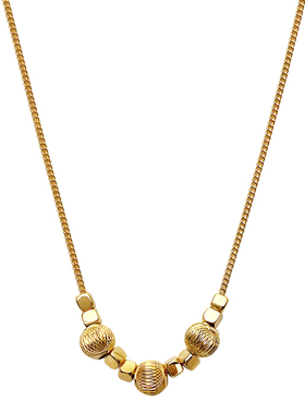 沐白MU精致车花金珠小方块项链