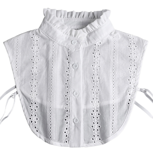 假领子女秋冬春毛衣衬衫装饰简约领子提花荷叶边立领内搭打底褶领