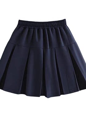 女童短裙女孩藏青色两道杠夏季裙子儿童节目表演出校服班服儿童装