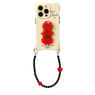 适用于苹果17PROMAX手机壳挂绳斜挎华为mate70番茄折叠支架16/15/14PM手提腕带FINDX8保护壳小米15PRO软硅胶