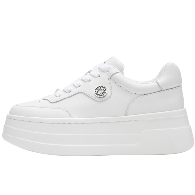 露思同款厚底增高真皮小白鞋女