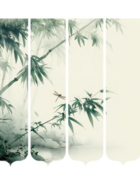 定制竹子中式纱幔挂布墙面背景布