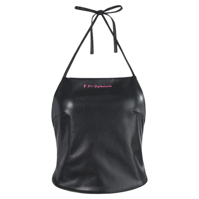 热辣PU皮吊带背心女夏季美背上衣