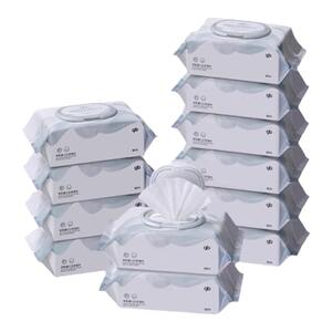 gb好孩子新生儿口手专用羊乳湿巾婴儿宝宝家庭装湿纸巾80抽12包