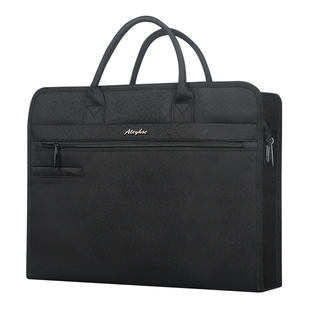 杰利A4手提文件袋帆布加厚会议资料袋公文袋档案袋文件包多层黑色商务单位开会专用收纳公文包定制印刷logo