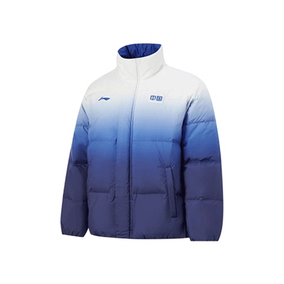 李宁内胆立领短款男女渐变羽绒服