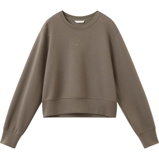 播休闲圆领纯色卫衣女秋季宽松短款长袖T恤DDS3YD5055