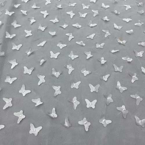 厂家供应亮片立体蝴蝶网装饰背景纱布布新款面料舞台服网眼布