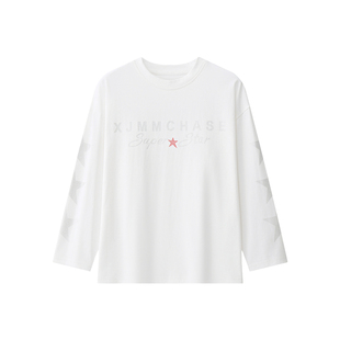 虾酱麻麻男童纯棉长袖t恤春装2026新款男孩洋气儿童白色打底上衣