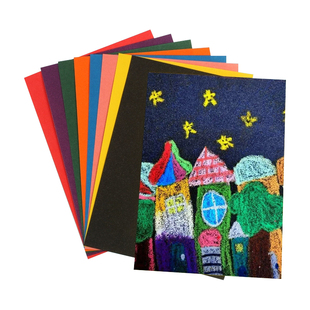 彩砂纸a4儿童美术沙画纸16K8K4K黑色磨砂纸油画棒蜡笔专用绘画纸