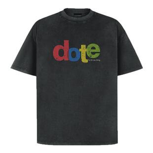 ANTIDOTE 重磅磨损dote字母美式短袖男小领口宽松半袖水洗做旧t恤