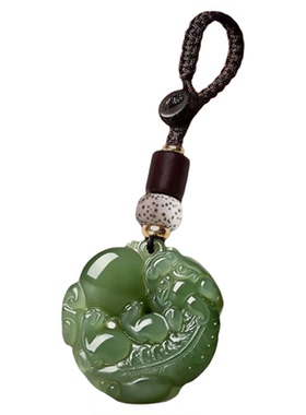 双面雕刻仿和田玉貔貅钥匙扣