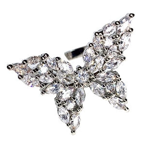 【清仓特惠】精巧小蝴蝶!高级感网红镶钻锆石开口戒指女少女叠戴