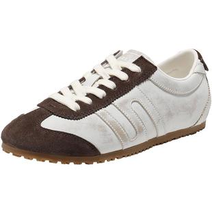 周雨彤同款百丽脏脏卷跑道德训鞋女鞋复古赛车鞋休闲鞋D5N1DAM5