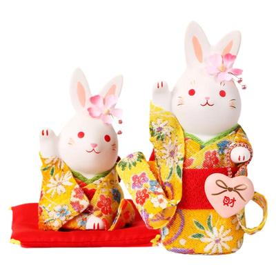 药师窑日式风汽车载兔子摆件进口