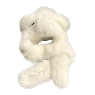 狐狸毛小熊帽子围巾一体风雪帽冬双面加厚保暖皮草护耳帽围脖连帽