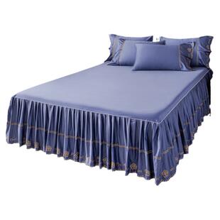 全棉高端100支长绒棉床裙单件纯棉床单床罩三件套1.5m1.8x2.0床套